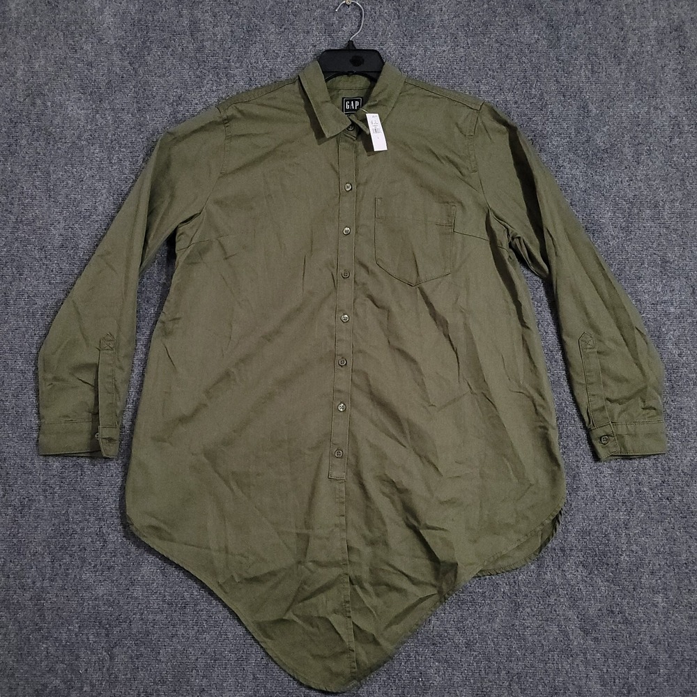 Vintage Gap Maternity Shirt Womens Large Button Up Army Green‎